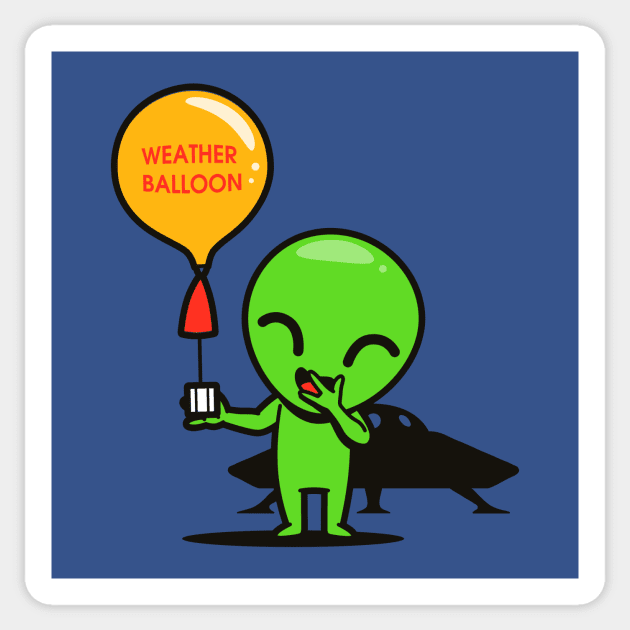 Funny Cute Kawaii Alien Weather Balloon E.T. Conspiracy Theory Cartoon Sticker by Originals By Boggs